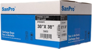 SanPro® Clear Polyethylene Garbage Bags 30'' x 38'' Strong CS/200.